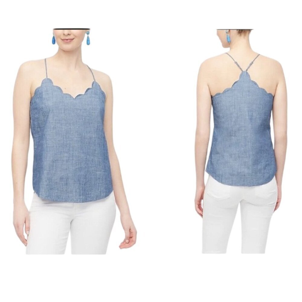 J. Crew Chambray Scalloped Cami Top Size 4